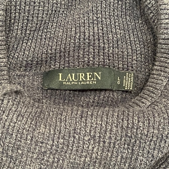 Lauren Ralph Lauren Cowl Neck Tight Knit Long Sleeve Sweater, Size Large, Blue - Picture 6 of 10